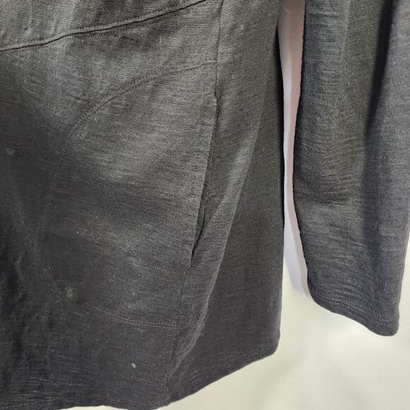 Chicos The Ultimate Tee Cardigan Size 2 Large Open Front Cotton Slub Knit Black - Picture 7 of 10